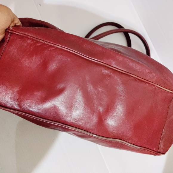 Vintage Juicy Couture Y2K Maroon Red Leather Purse Bag Hobo Satchel - Picture 6 of 14